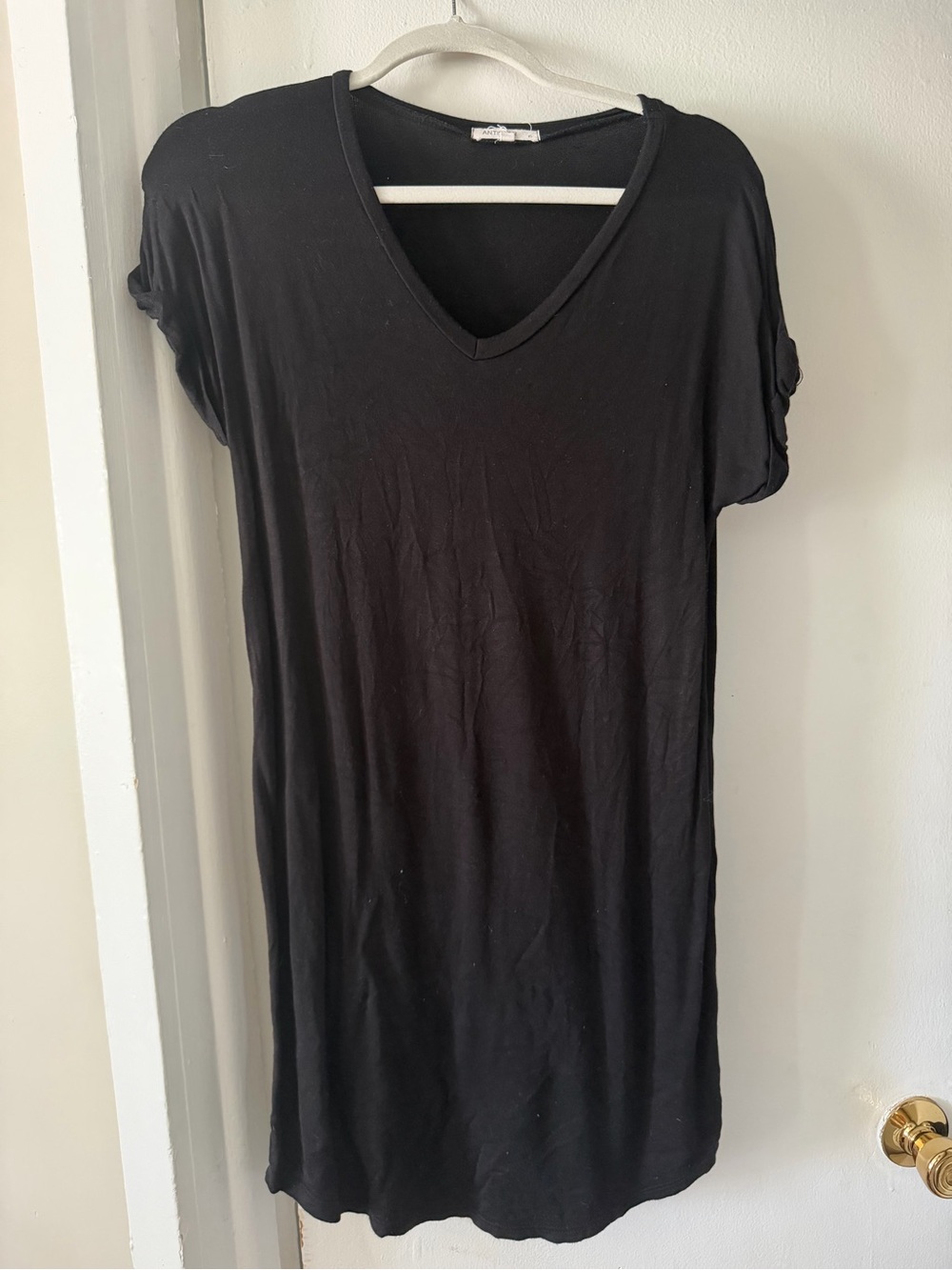 All Saints Black V-Neck T-Shirt Dress